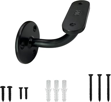 Stainless Steel 304 Grade Wall Mount Handrail Bracket for Wood & Metal Stair Railing, Support Flat Surface Square TubeWB-E910FS, Satin Matt Black Finish, 1-Pack