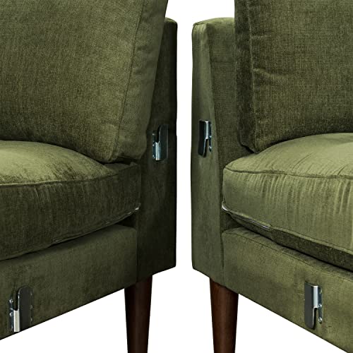 Image of Poly & BARK Napa Fabric Corner Sectional Sofa in Distressed Green Velvet