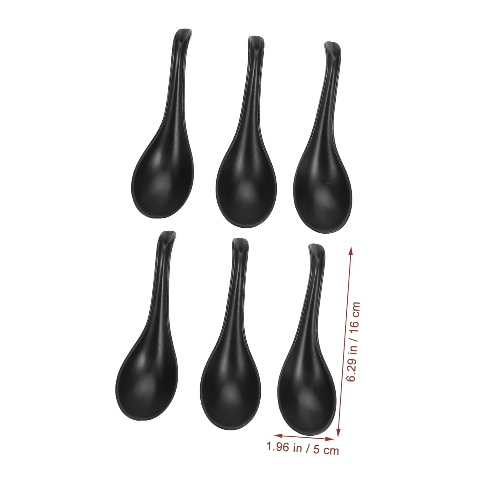VINTORKY 6pcs Melamine Spoon Cocktail Tasting Spoon Food Serving Spoons Asian Ramen Flatware Dinner Spoons Porridge Spoons Icew Cream Spoon Japanese Ramen Dining Spoon Pho Spoon Black
