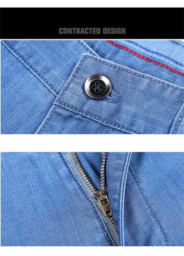 Men's Straight Jeans Classic High Waist Ice Silk Drape Business Loose Denim Pants2