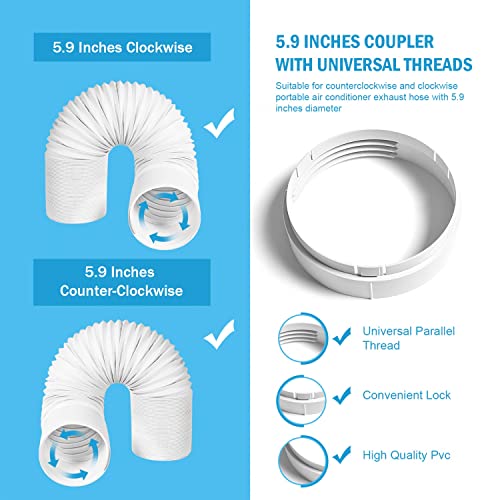 Yoleshy Portable Air Conditioner Window Kit With Coupler Adjustable Window Seal For Ac Unit, Sliding Ac Vent Kit For Exhaust Hose, Universal For Ducting With 5.9 Inches Diameter #TOP2