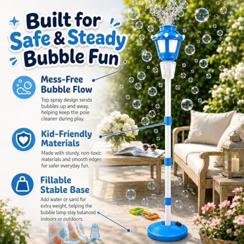 image for Minoskia Bubble Machine with Light for Outdoor, Automatic Bubbles Blow