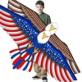 2 Pack 61' Patriotic Eagle Kites for Kids Adults, Easy to Fly Kite for Kids Ages 4-8 8-12 with 328FT Kite String for Beach Trip Park Boys Girls Gift Family Outdoor Games and Activities