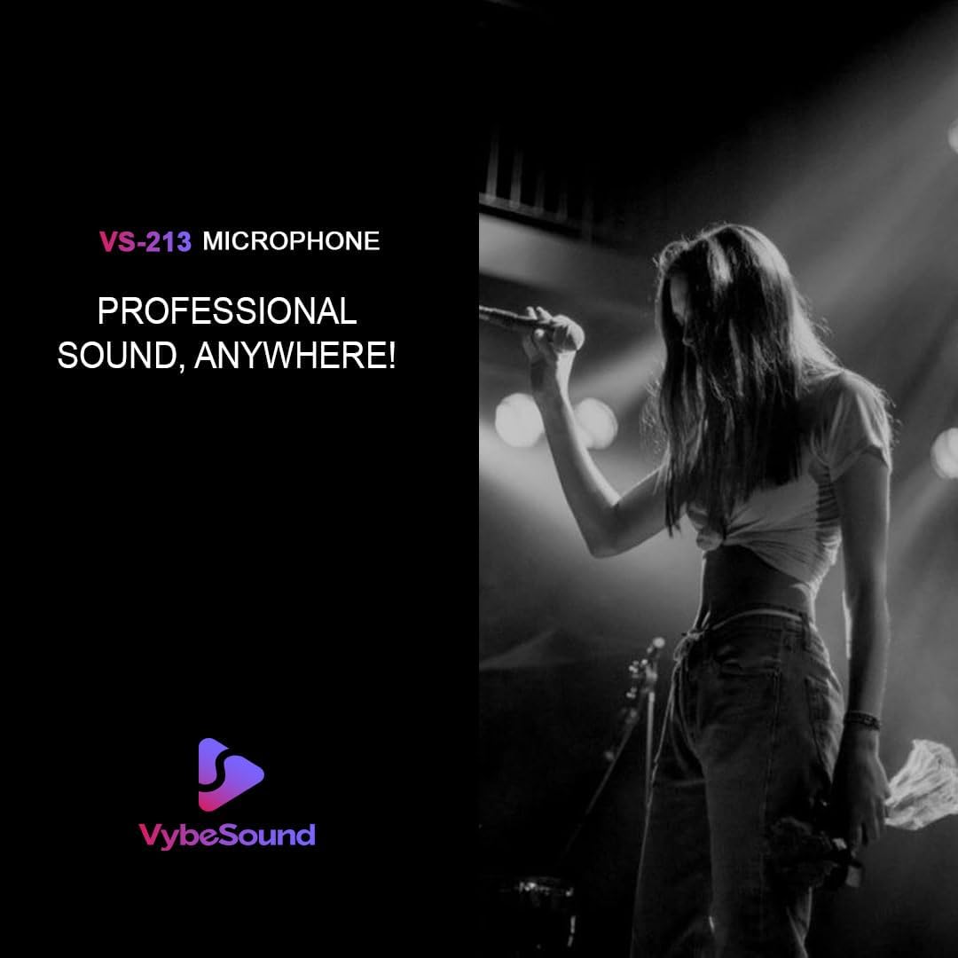 VS-213 Professional Dynamic Vocal Microphone 13ft XLR Cable, On/Off Switch, Noise-Canceling Mic for Karaoke, Singing, Podcasting, Live Stage, and Studio Recording - Image 9