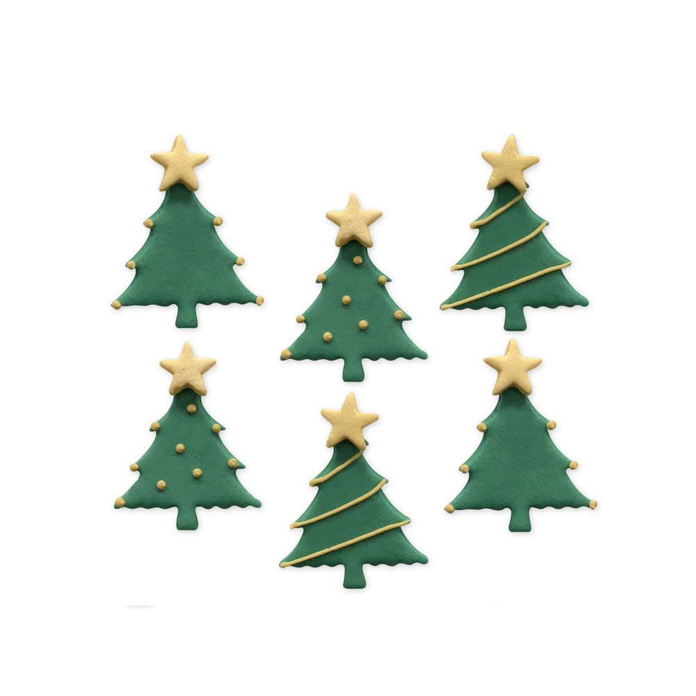 Anniversary House Christmas Tree Edible Cake Decorations, Handcrafted Cake Toppers, Edible Fondant Icing Sugar Cupcake Toppers, SFX290