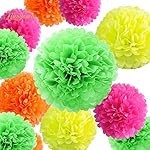 NICROLANDEE Blacklight Party Decorations - 15 PCS Fluorescent Neon Tissue Paper Pom Poms & Paper Garlands for Birthday, Wedding, Baby Shower, Glow-in-The-Dark Party, Neon Prom Dance Party Photography - Image 2