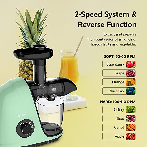 Jocuu Slow Masticating Juicer With 2-Speed Modes - Cold Press Juicer Machine - Quiet Motor & Reverse Function - Easy To Clean Juicer Extractor - Juice Recipes For Fruits & Vegetables (Grey) #TOP5