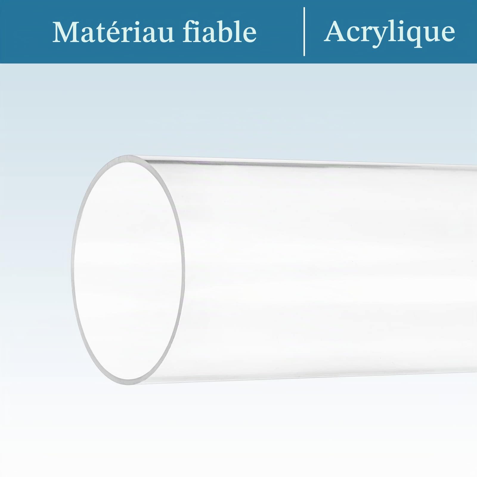 QUARKZMAN 36mm ID 40mm OD 305mm(12") Longueur Tube acrylique Tube Rond Rigide x 1 Pièce pour Éclairage Modèles Plomberie Artisanat, [Transparent]