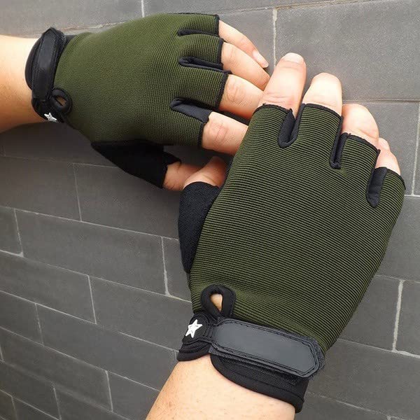 Image of ZaySoo Exercise Gym Gloves for Men Workout with Wrist,Cross Training, Weightlifting, Calisthenics, Great Hand Grip | Ideal for Cycling, Bike Riding and Other Sports Activities Gloves - Green
