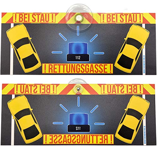 Feuerwehrstore | Wendeschild | Bei Stau - Rettungsgasse 25x10cm | Saugnapf-Befestigung |