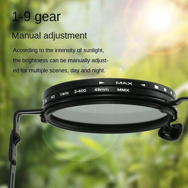 Image of Adjustable Tint Sunglasses, 1-9 Gear Adjustable Polarized Sunglasses with ND Filter Lenses, Round Black Lens for Men & Women, UV Protection for Driving, Fishing, and Outdoor Use.