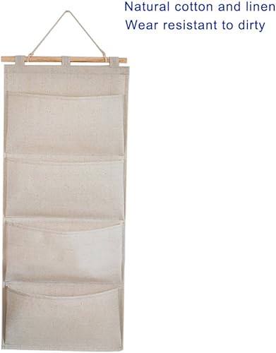 Miniatura 4 de Co-link, organizador de tela de linoalgodón, colgador para la puerta o pared con bolsillos de almacenamiento, para libros, regreso a la escuela,