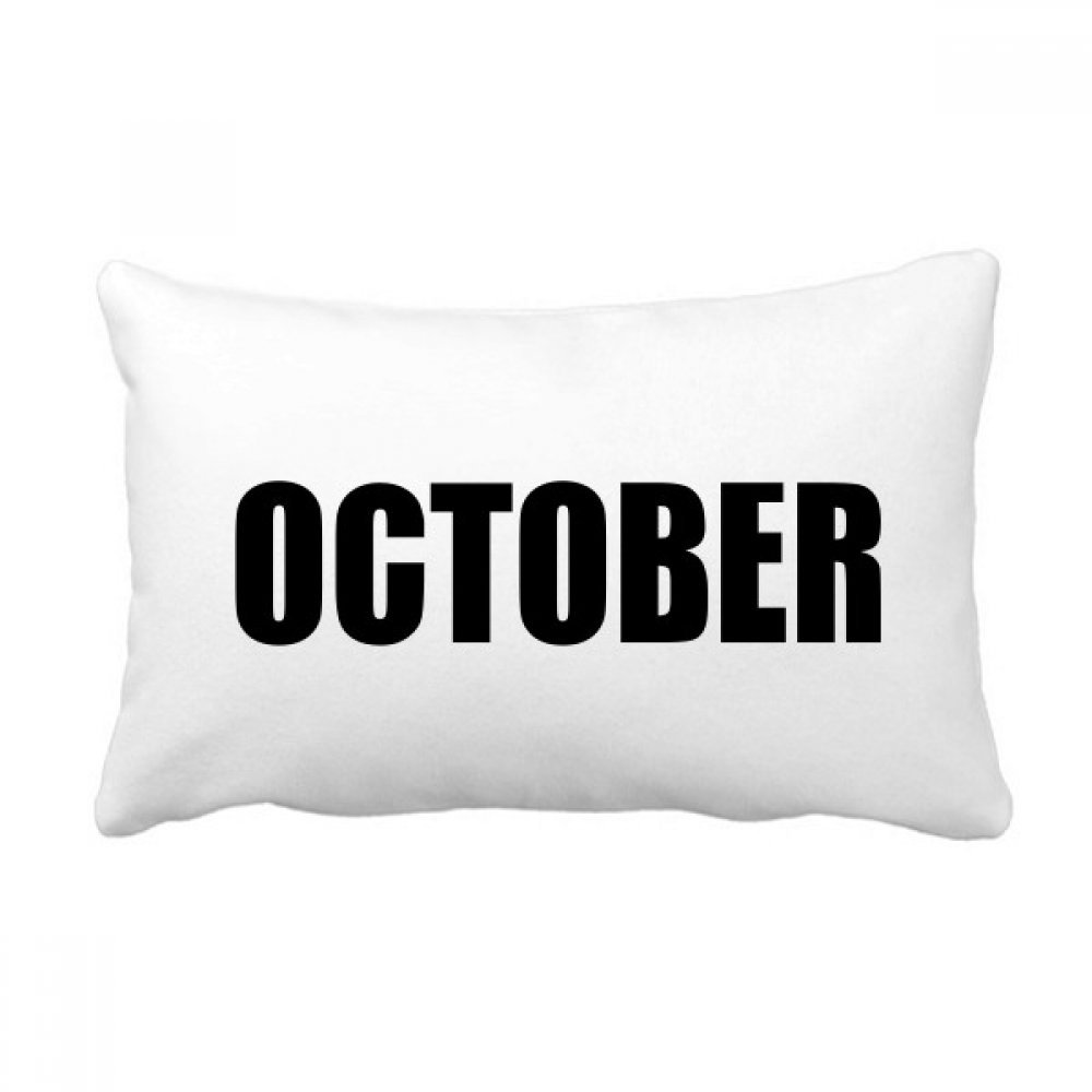 Coussin lombaire Octobre Mois Mots Noir rectangulaire 40x60 déco maison multicolore