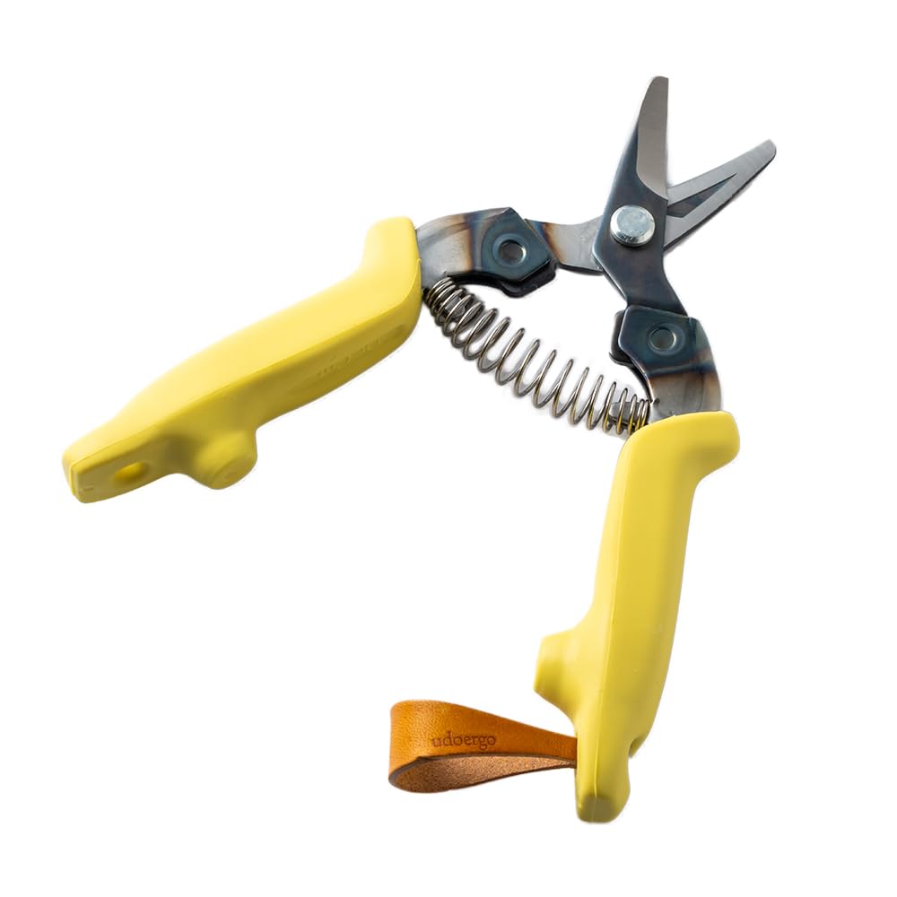 Dr. Cut Shears Gardening Secateurs with Single Hand Light Weight & Ergonomic Silicone Grips Japanese SAIKA Pro Kiiro Sunflower Colour
