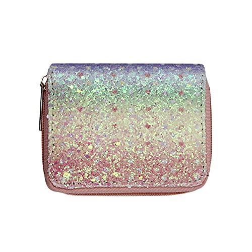 Women Small Short Wallets Mermaid Scale Coin Purse Credit Card Holder with Zipper for Teen Girls, one size2