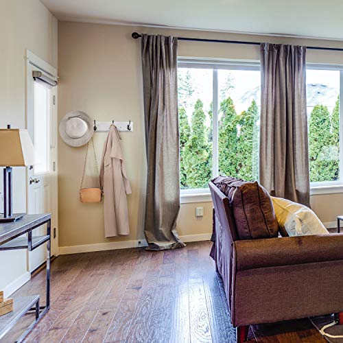 Coat Rack Wall Mounted White, 17" Wooden Modern Wall Coat Hanger With 4 Hooks, Heavy Duty Zinc Alloy Wall Hook Rack For Hanging Coats, Keys, Bags, Keys, Perfect Touch For Bedroom Bathroom Kitchen #TOP2