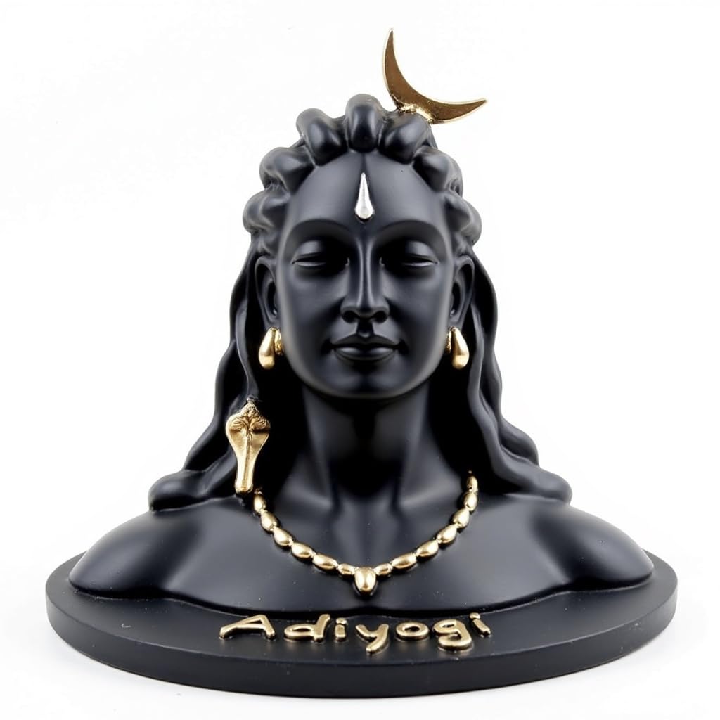 UNOVATE Resin Adiyogi Statue for Car Dashboard, Adiyogi Statue - Small 3 Inch Shiv Idol | Adiyogi Shiva Idol with Pre-Installed Adhesive Tape | Black Color | Made in India - Image 9 thumbnail