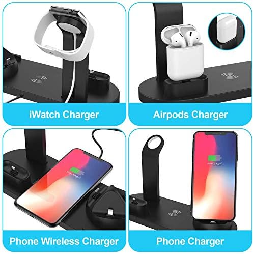 Singwow Wireless Charging Station 6 in 1 : Wireless Charger + 3 in 1 Charging Dock Station for iPhone Samsung Huawei + AirPods Dock Stand + Apple Watch Stand (No Apple Watch Charger)