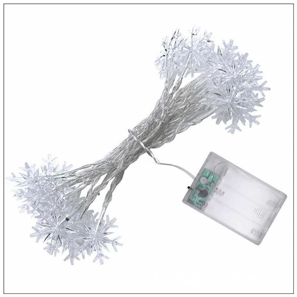 Cadena de luces de copo de nieve, 6 m, 40 piezas, cadena de luces LED de Navidad, dos patrones, fuente de alimentación de batería USB monocromática, fiesta de cumpleaños de boda de Navidad (USB)