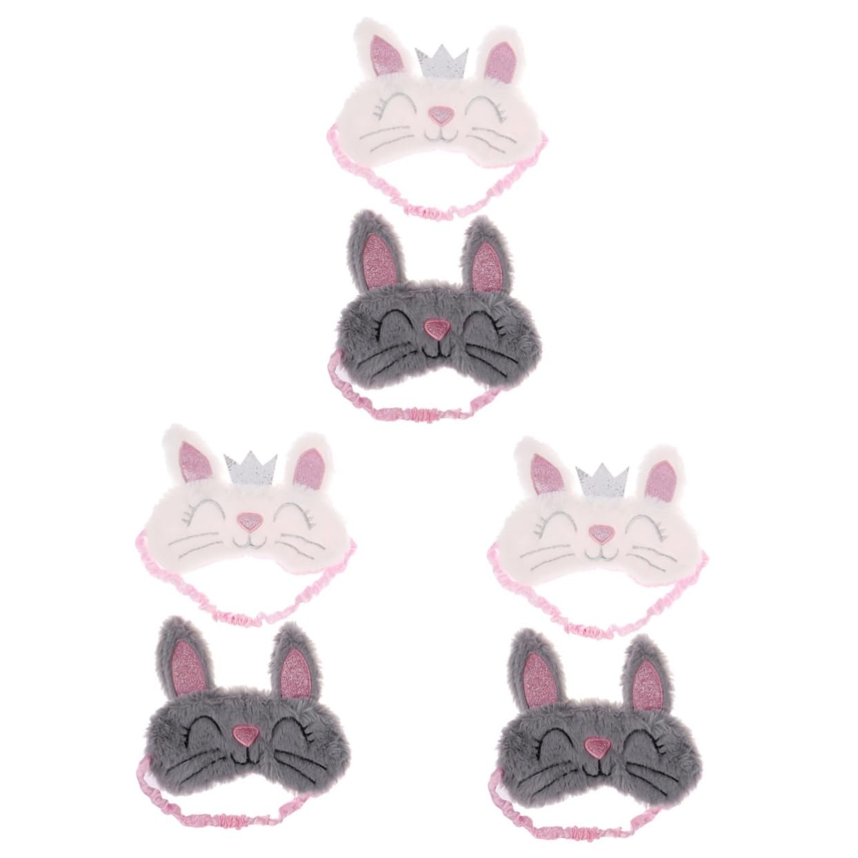 minkissy 6pezzi Maschera Occhi Peluche Per Dormire Forma Di Coniglio Di Morbida e Traspirante Per Adulti Migliora La Qualità Del Sonno e Rilassa Gli Occhi