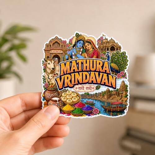 Image of Zesta Wooden Fridge Magnets Set | Refrigerator Decor Magnets for Kitchen | India Souvenir Fridge Magnet Collection | Wooden Magnet for Fridge Door Decoration (Mathura Vrindavan)