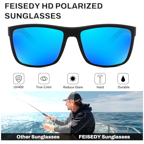Image of FEISEDY Polarized Sunglasses for Men and Women Lightweight Frame Sun Glasses with UV400 Protection for Driving Fishing B0301