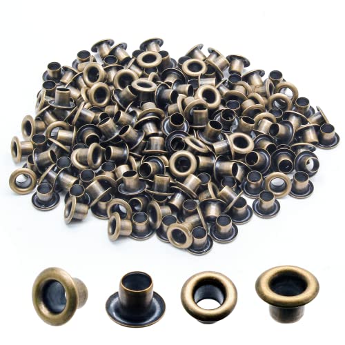 Litoexpe 1/8 Inch (3mm) ID Grommets Eyelets 200 Pieces Metal Grommet Kit Hole Self Backing Eyelet for Repairing Canvas Clothes Leather (Brass)