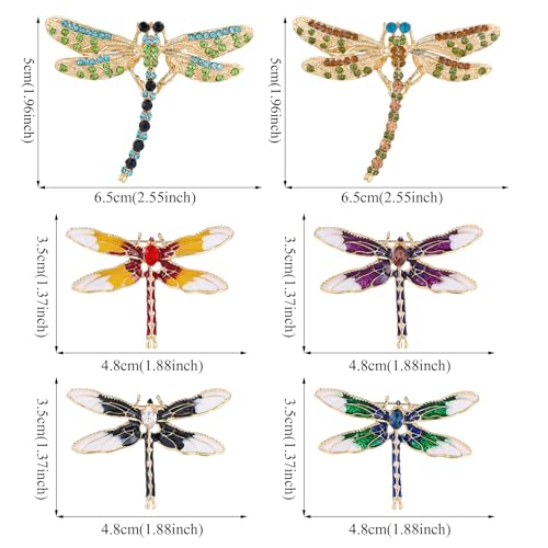 6 Pieces Dragonfly Butterfly and Bee Insect Animal Lapel Brooch Pin Set for Daily Decoration2