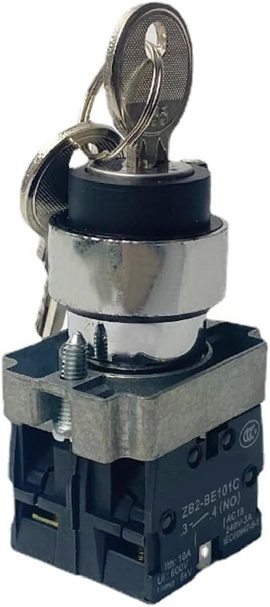 XB2-BG33 BG23 BG35Rotary Key Metal Button Switch 3-Position self-Locking selector 2NO 1NO1NC 10A 22mm Installation selector(2 Position 2no,5pcs)