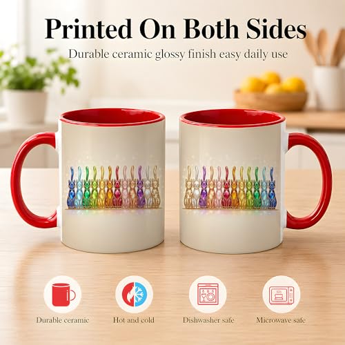 Taza de Cerámica con Diseño de Gatos Arcoíris, 11 oz miniatura 4
