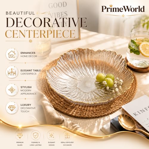 Image of PrimeWorld Fruit Basket Plate Set of 2 | Multipurpose Tabletop Food Storage Basket for Fruits, Snacks & Bread | Decorative Serving Tray for Home Kitchen Dining Table