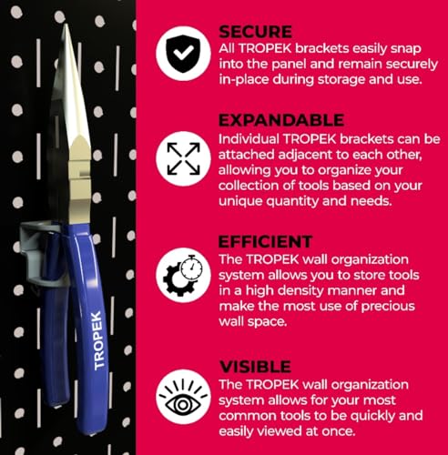 Image of Pliers Bracket Model 104 | Compatible with Wall Control | for Tool Wall Organization to Hang Pliers, Ratchet, Socket Extension, or Scissors | 10-Pack