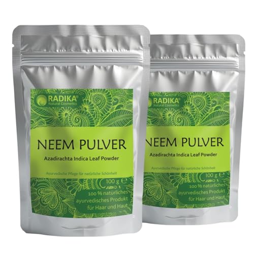 Neem Pulver – Ayurvedisches Pulver für Haar- und Gesichtspflege, Azadirachta Indica, Set 2 x...