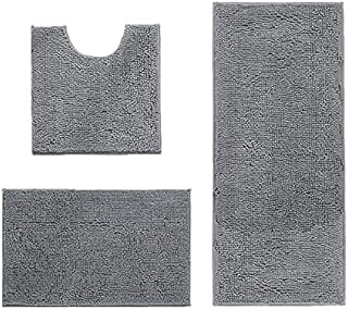 Bathroom Mat, Bathroom Non-slip Mat, Bath Mat Set 3 Pieces Absorbent Non-Slip Bath Mat Toilet Rug Bath Rug for Bathroom, Bedroom, Kitchen, 20x20in 50x50cm/16x24in 40x60cm/20x32in 50x80cm (Grey)