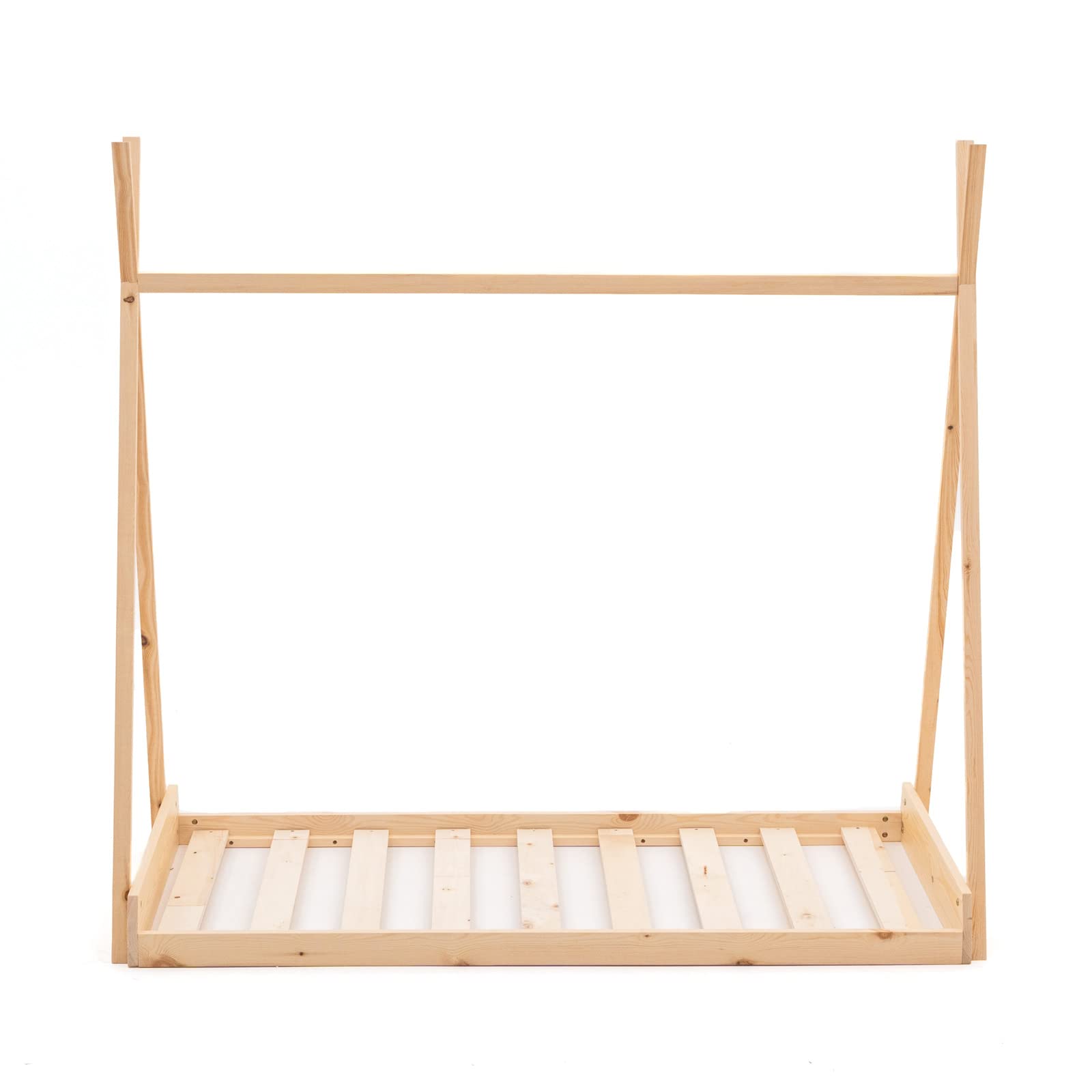 Cama Infantil Tipi Montessori de Madera Ecológica Tipi Dreams 150,5x75x138 cm para Colchón de 140x70 cm Guirnalda LED