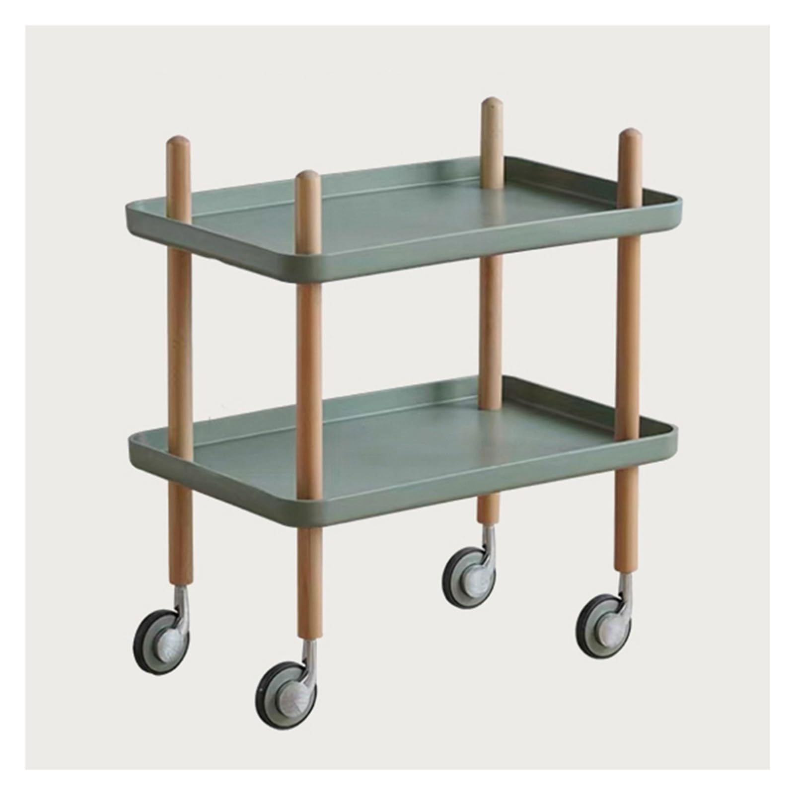 XPLKQXE Carro Servicio Móvil Carro Cocina, Carro Almacenamiento Ruedas Cocina, Rueda Universal, Soporte Haya, Bandeja Polipropileno, Carga 25Kg (Color : Verde, Tamaño : 19.7x13.8x24.4in)