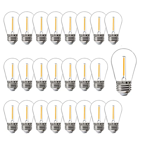 24-Pack Shatterproof & Waterproof S14 Replacement LED Light Bulbs,ALAMPEVER Vintage Style,2200K Warm White Outdoor 1W LED Bulb,E26 Medium Base, CRI80,100LM,Non-Dimmable