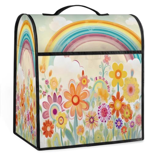 Coffee Maker Cover Rainbow Flower Kitchen Appliance Covers Small Appliance Covers Blender Cover Juicer Cover Dust Covers for Kitchen Appliances with Top Handle and Pockets,Washable,C898