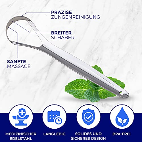 Zungenschaber Edelstahl | Zungenreiniger Set | Zungenputzer | Zungenbürste aus Edelstahl | Zungenkratzer aus Edelstahl | Tongue Scraper | Zungenreiniger Edelstahl | ORAVIX