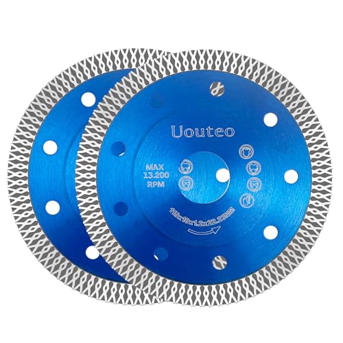 Uouteo 2 Pcs Diamond Saw Blade, 4-1/2 Inch Super Thin Tile Blade, Diamond Saw Blades for Angle Grinder, 4.5