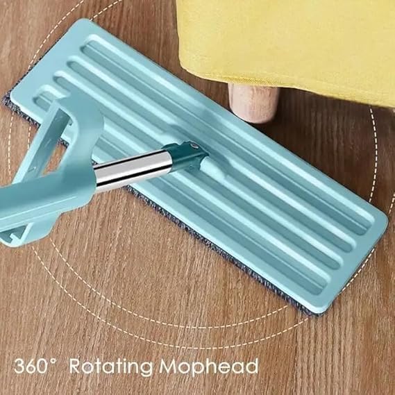 Image of Veloxi Flat Microfiber Magic Mop for Floor Cleaning | Hands-Free Self Squeeze Mop with Stainless-Steel Handle & Washable Microfiber Refill (B Mop)