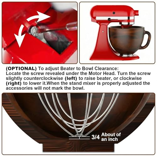 Image of Cofun Premium Wood Mixing Bowl, Compatible with 4.5-5 Qt Tilt-Head Stand Mixers, Natural True Wooden Bowls, 5 Qt Wooden Bowl for KitchenAid with Stainless Steel Locking Base, Handle