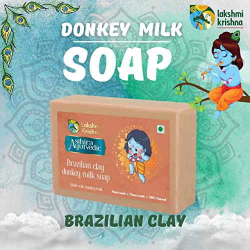 Image of Lakshmi Krishna Natural Donkey Milk Brazilian clay soap-100g ||Revitalize Your Skin with our Natural Donkey Milk Brazilian Clay Soap - Nourishing, Moisturizing, and Detoxifying||
