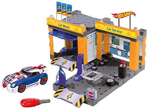 Theo Klein 8015 Hot Wheels Service Station, Autowerkstatt mit Hebebühne und Waschstraße, inklusive Auto und Werkzeug für… – Bild 3
