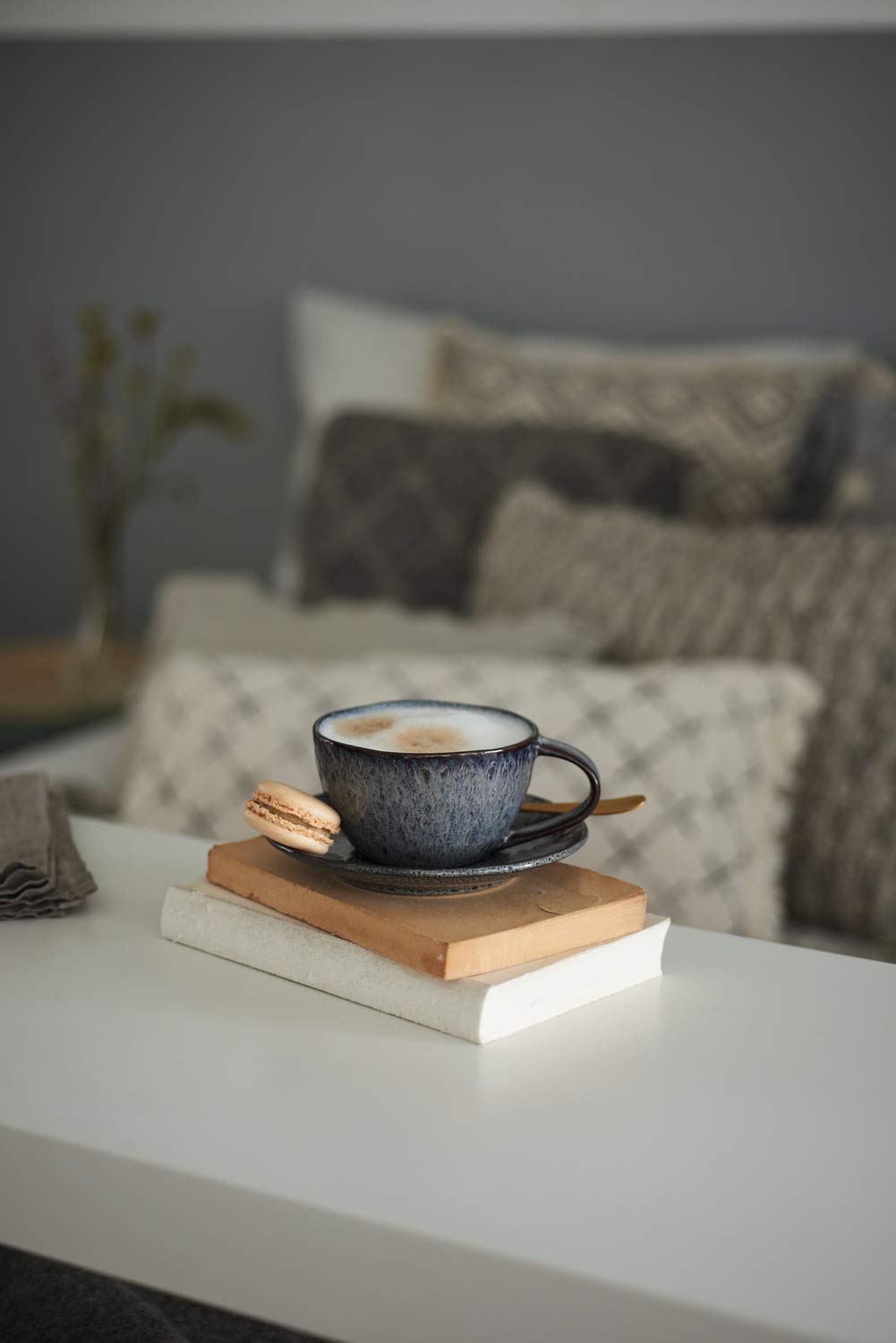 LEONARDO HOME 018586 MATERA Lot de 4 tasses en céramique, anthracite, 290 ml