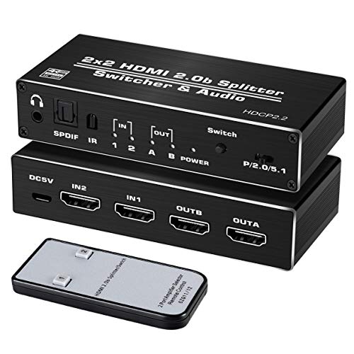 avedio links HDMI Switch 2 in 2 Out 4K 60hz, 2 Ports HDMI