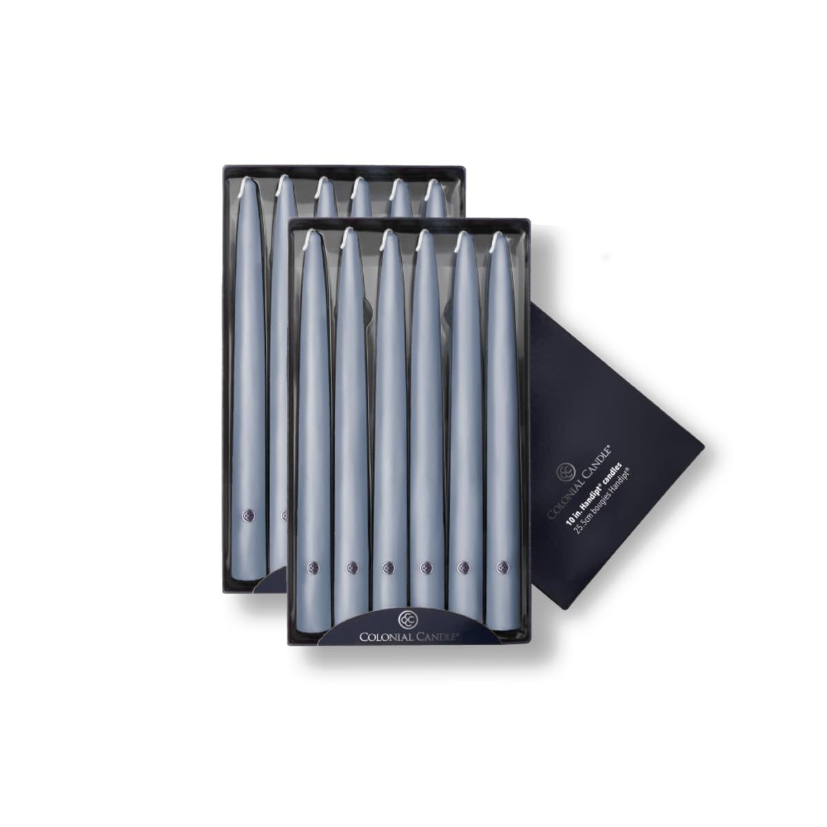 Colonial Candle Unscented Taper Candle, Handipt Collection, Wedgewood, 10 In, Pack of 12 - Up to 8 Hours Burn