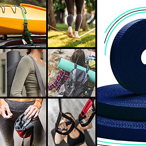 Image of TECEUM 3 /4 inch & 5 /8 inch & 1 inch & 1.5 inch & 2 inch Webbing - 10 25 50 Yards - 40+ Colors - Heavy Duty 1 Inch 1.5 Inch 2 Inch Backpack Straps - Webbing for Outdoors Indoors Crafting DIY