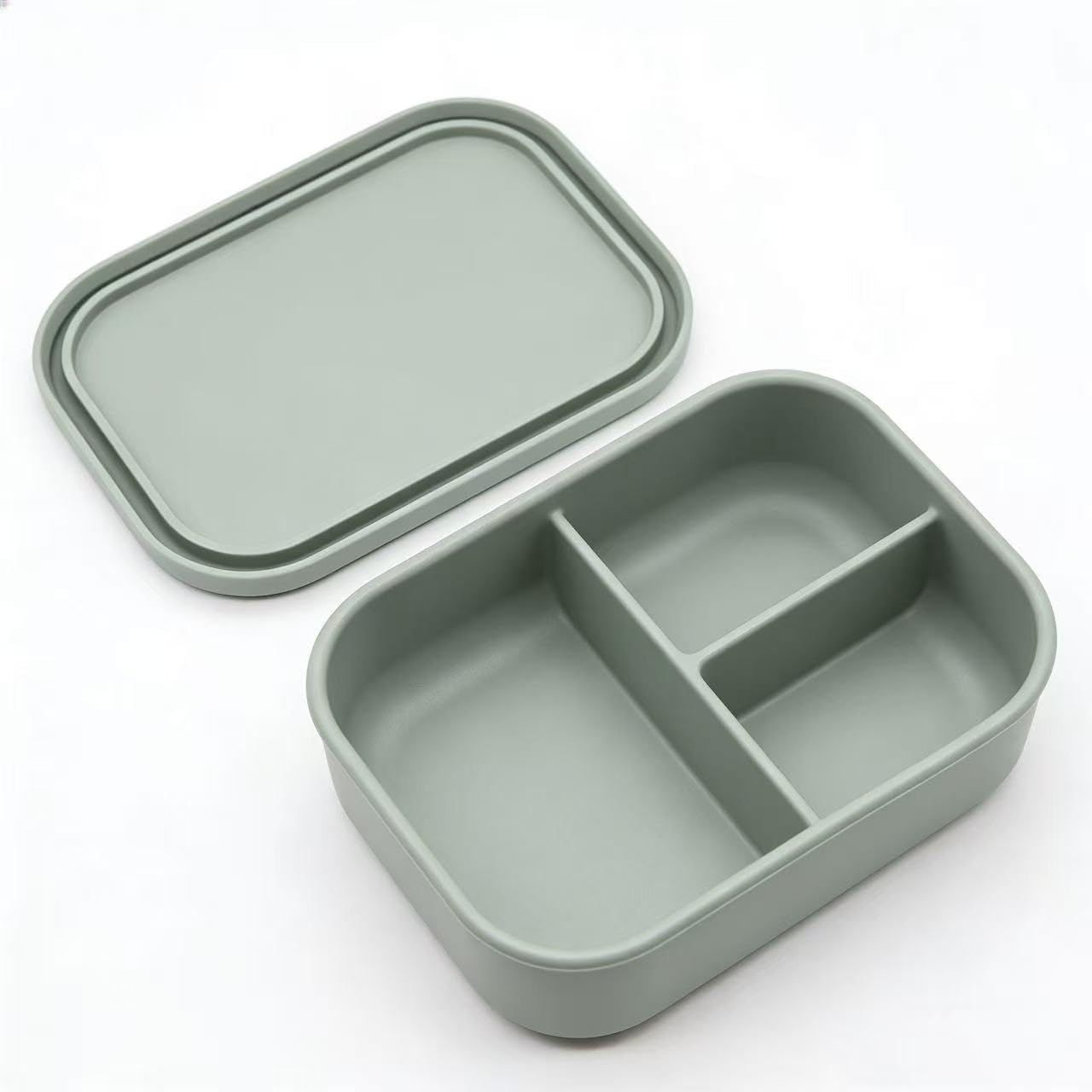 Silicone Lunch Box BeSilicone Bento Box, 3 Compartment Divided Lunch Box | BPA Free Food Storage Container with Lid, Lunch Containers Adults School Work Travel | Microwave Freezer Dishwasher Safe