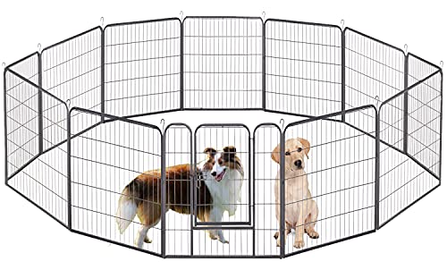 Jhsomdr Dog Playpen Foldable 12 Panels Dog Pen 24"/40" Height Pet Enclosure Dog Fence Outdoor with Lockable Door for Large/Medium/Small Dogs,Puppy Playpen,RV,Camping Pet Fence